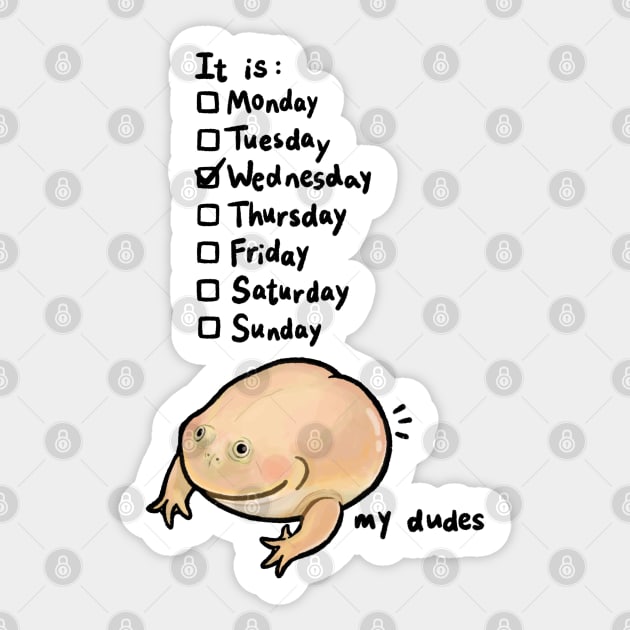 Wednesday checklist frog Sticker by ballooonfish